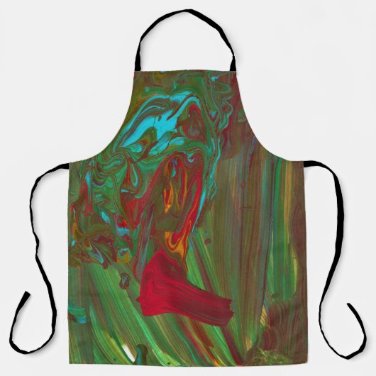 Rags To Riches 1 Bold Red Green Abstract Apron エプロン (正面)