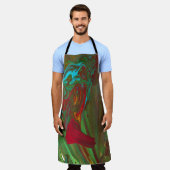 Rags To Riches 1 Bold Red Green Abstract Apron エプロン (着用した状態)