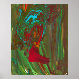Rags To Riches 1 Bold Red Green Abstract Art Print ポスター