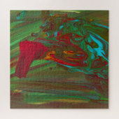 Rags To Riches 1 Bold Red Green Abstract Puzzle ジグソーパズル (横)