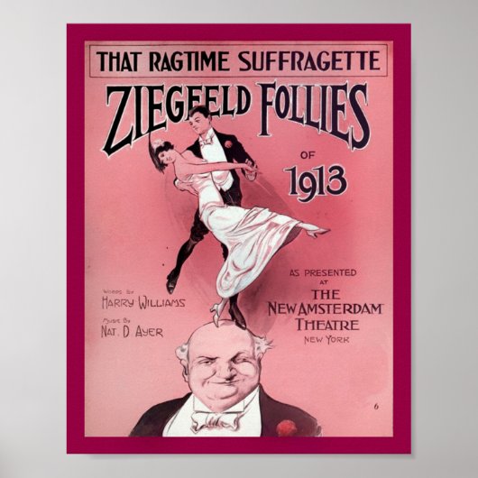 Ragtime Suffragette 1910の楽譜カバーコピー ポスター (正面)