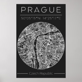rague Charcoal City Map Poster – Minimal Wall Art ポスター