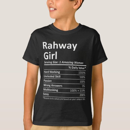 Rahway Girl Nj New Jersey Funny City Home Roots Us Tシャツ (正面)