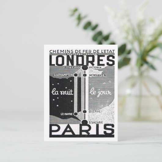 Rail poster London to Paris ポストカード (スタンド正面)