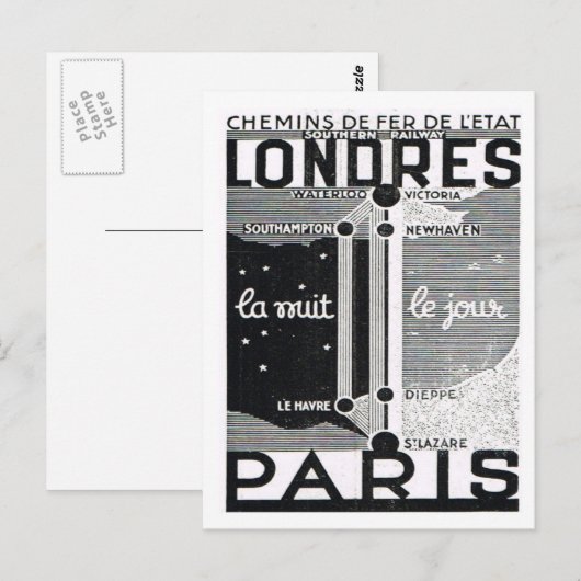 Rail poster London to Paris ポストカード (正面/裏面)