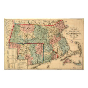 Rail Road & Township Map of Massachusetts、1879年 フォトプリント
