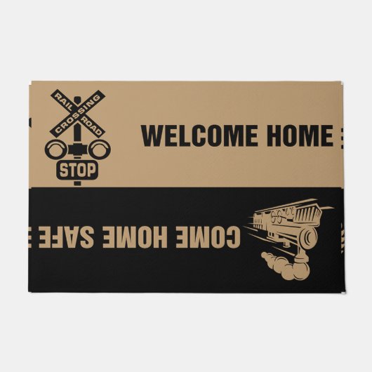 Railroad Door Mats, Trains Front Porch Mat ドアマット (正面)