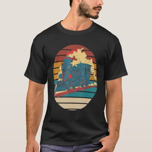 Railroad Steam Locomotive Retro Railway Train Cond Tシャツ (正面)