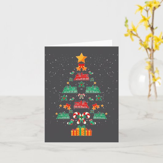 Railroad Train Locomotive Old Train Christmas Tree カード (黄色い花)