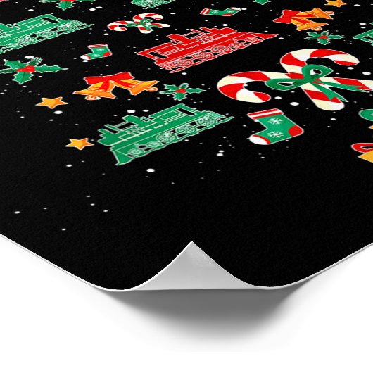 Railroad Train Locomotive Old Train Christmas Tree ポスター (角)