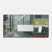 Railslick: 雨の鉄道路線 デスクマット (キーボード&マウス)