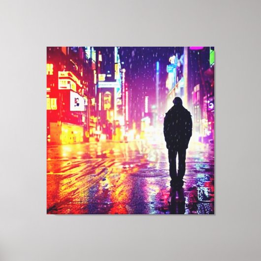 Rain Canvas Printの孤独なサイバーパンク キャンバスプリント (正面)