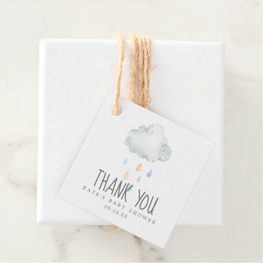 Rain Cloud Boy Baby Showerありがとう フェイバータグ (インサイチュ)