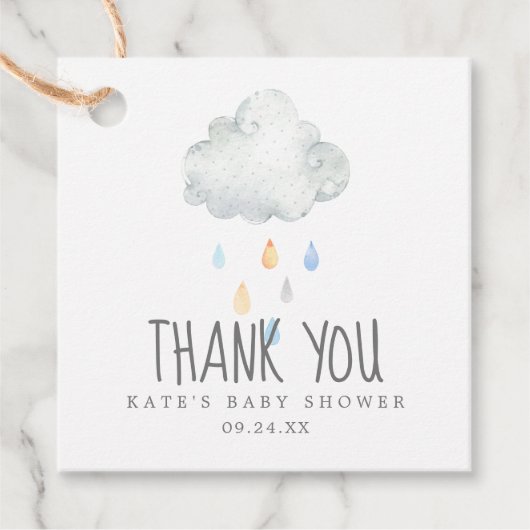 Rain Cloud Boy Baby Showerありがとう フェイバータグ (正面)