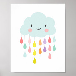 Rain Cloud nursery decor Raindrops Kids room Gift ポスター
