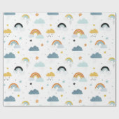 Rain Clouds and Rainbows Baby Shower ラッピングペーパー (フラット)