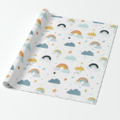 Rain Clouds and Rainbows Baby Shower ラッピングペーパー (アンロールド)