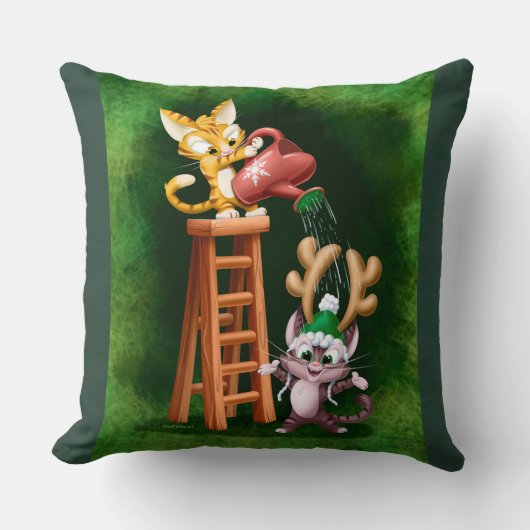 RAIN DEER CATS by Jeff Willis Art クッション (正面)