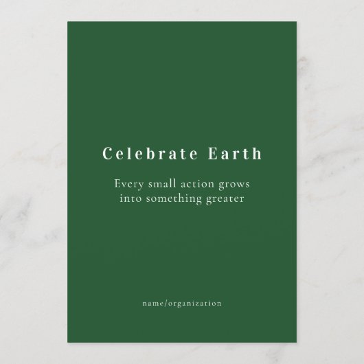 Rain drops on grass, Earth Day Card (裏面)