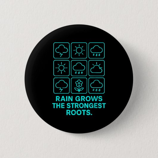 Rain Grows The Strongest Roots Resilience Motivati 缶バッジ (正面)