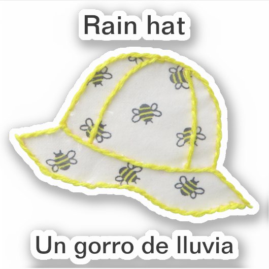 Rain hat/Un gorro de lluviaステッカー シール (正面)