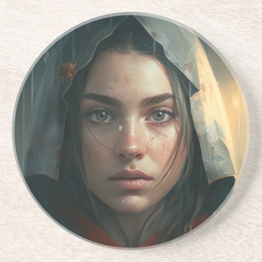 Rain hood girl コースター (正面)