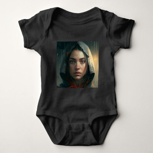 Rain hood girl ベビーボディスーツ (正面)