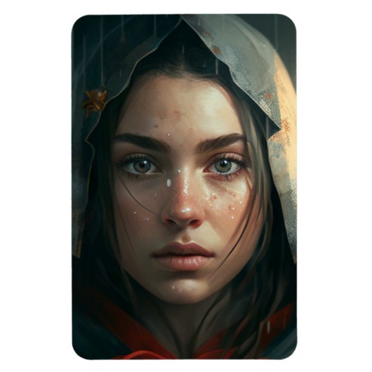 Rain hood girl マグネット (縦)