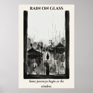 Rain on Glass — 墨絵の墨流し ポスター