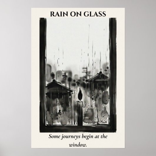 Rain on Glass — 墨絵の墨流し ポスター (正面)
