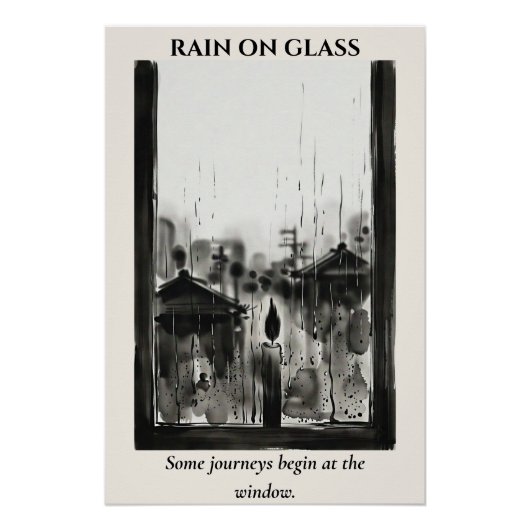 Rain on Glass — 墨絵インクウォッシュ ポスター (正面)