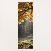 Rain pours from lush branches onto mossy ground ヨガマット (裏面)