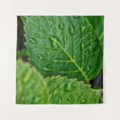 Rain raindrop waterdrop leaves wet タペストリー (正面(横))
