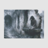 Rain Soaked Urban Woman Dark Blue Decoupage 薄葉紙 (正面)