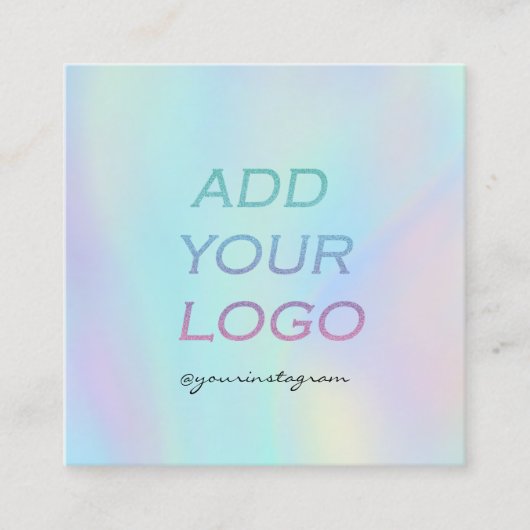 Rainbowカッコいい Holographicあなたのロゴを追加 スクエア名刺 (正面)