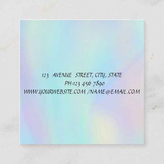 Rainbowカッコいい Holographicあなたのロゴを追加 スクエア名刺 (裏面)