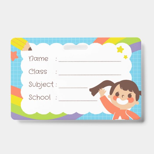Rainbowカラフル Student Nameタグバッジ バッジ (正面)