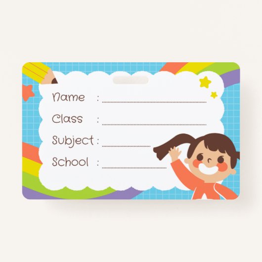 Rainbowカラフル Student Nameタグバッジ バッジ (正面)