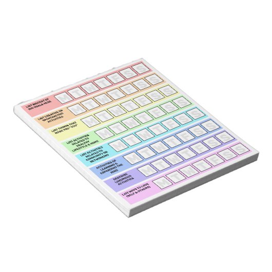 Rainbowタスク一覧ワークライフバランス週次 ノートパッド (アングル)