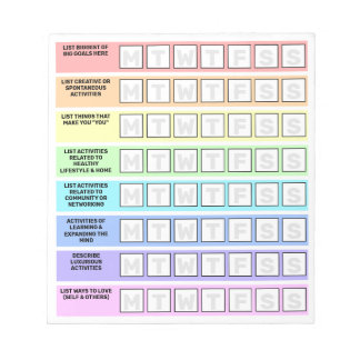 Rainbowタスク一覧ワークライフバランス週次 ノートパッド