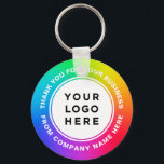 Rainbow上のあなたのビジネスロゴありがとう キーホルダー<br><div class="desc">Eyecatching Rainbow上のあなたのビジネスカラフルロゴとプロフェッショナルのデザインでパーソナライズされたはカスタム、文字とキーチェインモダンに感謝。ミニマルユニセックスリストと、任意の年齢と大事な行事。</div>