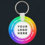 Rainbow上のあなたのビジネスロゴありがとう キーホルダー<br><div class="desc">Eyecatching Rainbow上のあなたのビジネスカラフルロゴとプロフェッショナルのデザインでパーソナライズされたはカスタム、文字とキーチェインモダンに感謝。ミニマルユニセックスリストと、任意の年齢と大事な行事。</div>
