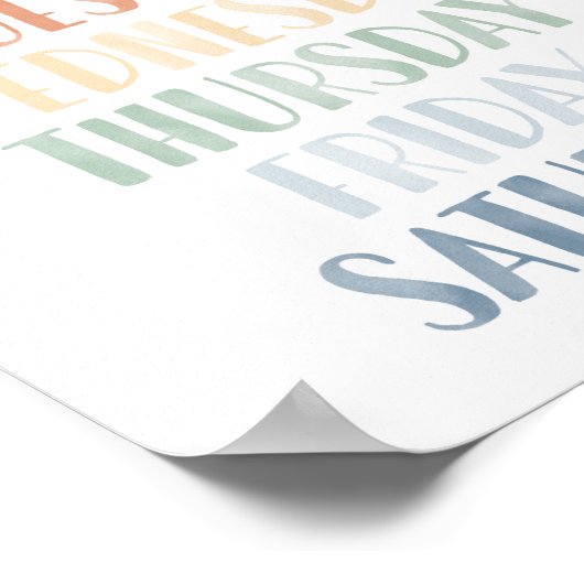 Rainbow日of the Week Classroomポスター ポスター (角)