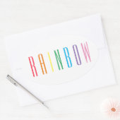 RAINBOW楕円ステッカー 楕円形シール (封筒)