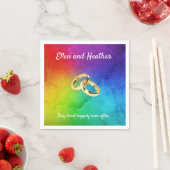 Rainbow結婚のカラフル名前の追加 スタンダードカクテルナプキン (インサイチュ)