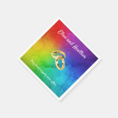 Rainbow結婚のカラフル名前の追加 スタンダードカクテルナプキン (角)