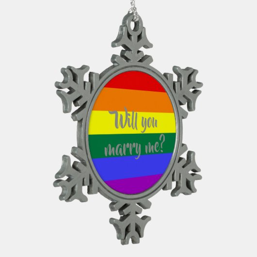 #rainbow結婚提案クリスマスの装飾 スノーフレークピューターオーナメント (左)