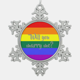 #rainbow結婚提案クリスマスの装飾 スノーフレークピューターオーナメント