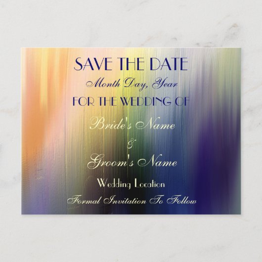 Rainbow絵を描 Save the Dateの結婚ポストカード 案内ポストカード (正面)
