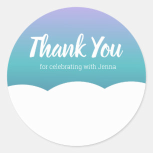 Rainbow カラフル Cloud Thank ラウンドシール